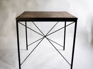 Steel and oak wood modernist table „KIRUNA X”, NordLoft - Industrial Design NordLoft - Industrial Design Cozinhas escandinavas