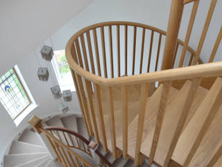 Suspended oak stair Hetreed Ross Architects Modern Corridor, Hallway and Staircase