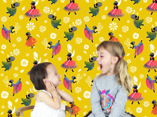 Flower Girls - Wallpaper - Yellow Sas and Yosh Walls & flooringWallpaper