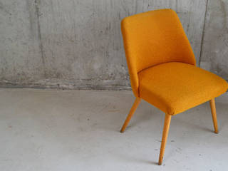 Pair of 1950’s vintage French boulcè wool chairs, Proper. Proper. Ruang Makan Klasik