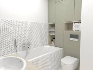 Łazienka 4m2, WNĘTRZNOŚCI Projektowanie wnętrz i mebli WNĘTRZNOŚCI Projektowanie wnętrz i mebli Phòng tắm phong cách hiện đại