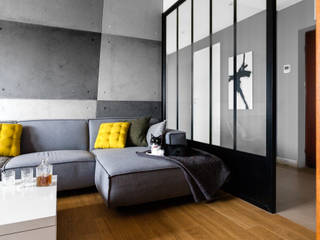 Płyty betonowe apartament Warszawa Muranów, Contractors Contractors Modern Living Room Concrete Grey