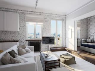 Квартира-студия в стиле лофт в центре Москвы, Aiya Design Aiya Design Living room