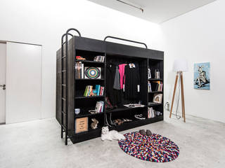 The Living Cube: modulares und multifunktionales Möbelsystem, Till Könneker Till Könneker Closets de estilo minimalista