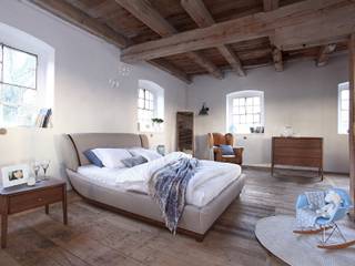 Joy chocolate oak bedroom Swarzędz Home Scandinavian style bedroom Beds & headboards