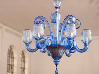 CELSI - Modern clear blue chandelier, YourMurano Lighting YourMurano Lighting Ruang Keluarga Modern Kaca