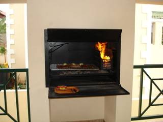 Braai built-in with breeze blocks and rendered The Braai Man Garden Fire pits & barbecues