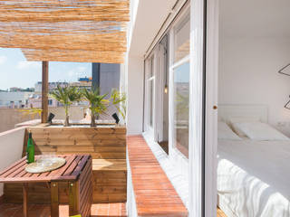 terraza + habitacion principal LF24 Arquitectura Interiorismo Balcones y terrazas de estilo moderno