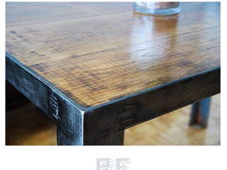 Stalowy stół z dębowym blatem , ReNowe Art ReNowe Art Ruang Makan Modern