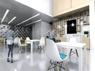 KWADRATY - Centrum edukacyjne & bistro cafe w Katowicach , Architekt wnętrz Klaudia Pniak Architekt wnętrz Klaudia Pniak Gewerbeflächen