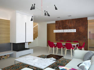 Дом для семейной пары с двумя детьми в г. Черкассы, дизайн-студия Олеси Середы дизайн-студия Олеси Середы Phòng khách phong cách tối giản