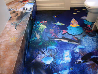 Bespoke Vinyl Flooring - Sea life Designs, Blue Butterfly Flooring Blue Butterfly Flooring Mediterranean style bathrooms
