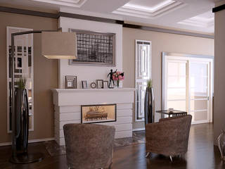 Salon z kominkiem, Shtantke Interior Design Shtantke Interior Design Ruang Keluarga Klasik
