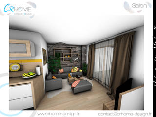 Valorisation Virtuelle - Réunion de 2 appartements en 1, Crhome Design Crhome Design Гостиная в стиле модерн