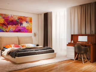 Теплый модерн с очаровательной детской, Tatiana Zaitseva Design Studio Tatiana Zaitseva Design Studio Bedroom