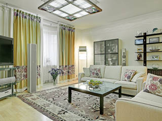 Cовременный интерьер с художественными деталями., D&T Architects D&T Architects Minimalist living room