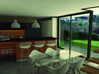 Casa Mirador en Chile, GANDIA ARQUITECTOS GANDIA ARQUITECTOS Modern dining room Wood-Plastic Composite