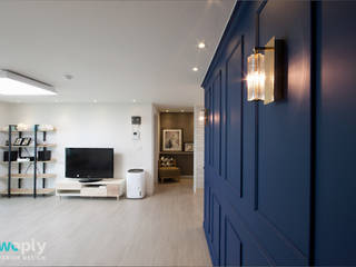 블루포인트 아파트 리모델링, 디자인투플라이 디자인투플라이 Salon moderne Bleu