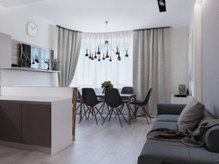 3-к квартира для молодой семьи, BRO Design Studio BRO Design Studio ミニマルデザインの リビング