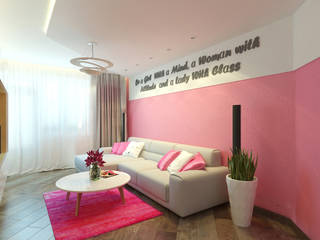 Квартира для современной девушки, Архитектурная мастерская "SOWA" Архитектурная мастерская 'SOWA' Ruang Keluarga Minimalis