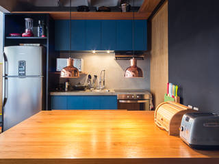 apto cobre/blue, Casa100 Arquitetura Casa100 Arquitetura Cocinas de estilo moderno