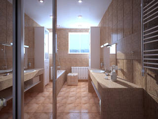 Дизайн санузла в современном стиле в ЖК "Новый город", Студия интерьерного дизайна happy.design Студия интерьерного дизайна happy.design Modern bathroom