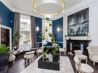 Chic Living Room homify Phòng khách phong cách chiết trung Blue living room,classic,modern,family room