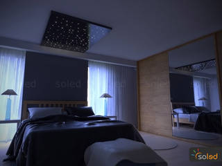 Gwiezdny panel na sufit - Optical Fiber Panels, SOLED Projekty i Dekoracje Świetlne Jacek Solka SOLED Projekty i Dekoracje Świetlne Jacek Solka Modern style bedroom