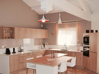 Rénovation complète d'un espace salon/cuisine/salle à manger dans un style très lumineux , COLOMBE MARCIANO COLOMBE MARCIANO Modern style kitchen