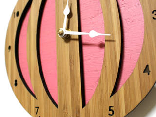 디코이랩 열기구 우드 벽시계(Decoylab Hot Air Balloon Clock), pink, Brillian Co. Brillian Co. Skandynawski pokój dziecięcy Bambus Zielony