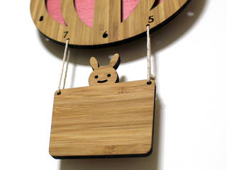 디코이랩 열기구 우드 벽시계(Decoylab Hot Air Balloon Clock), pink, Brillian Co. Brillian Co. Quartos de criança escandinavos Bambu Verde