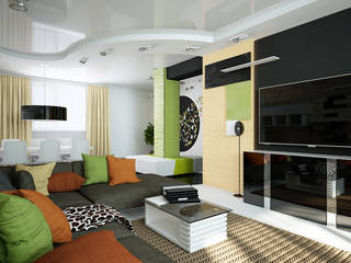 Проект квартиры-студии, Инна Михайская Инна Михайская Moderne Wohnzimmer Mehrfarbig