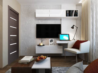 Спальня и кабинет - Интересные идеи в стиле Арт Деко, Студия дизайна ROMANIUK DESIGN Студия дизайна ROMANIUK DESIGN Salas modernas