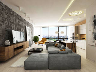 Проект квартиры в ЖК "Аэробус", ARCHWOOD, дизайн-бюро ARCHWOOD, дизайн-бюро Industrial style living room