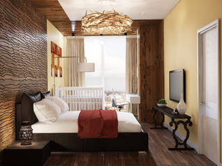 Проект в ЖК "Да Винчи", ARCHWOOD, дизайн-бюро ARCHWOOD, дизайн-бюро Tropical style bedroom