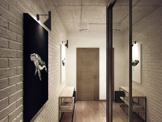 Small apartment for my friend, Студия дизайна Марии Губиной Студия дизайна Марии Губиной industrial style corridor, hallway & stairs