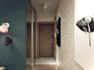 Small apartment for my friend, Студия дизайна Марии Губиной Студия дизайна Марии Губиной industrial style corridor, hallway & stairs