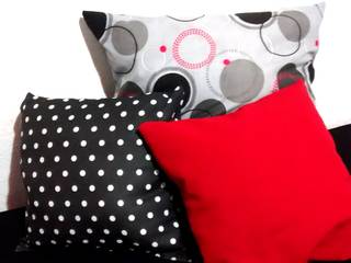 Red, black and white., Ofelia Design Ofelia Design Minimalist living room