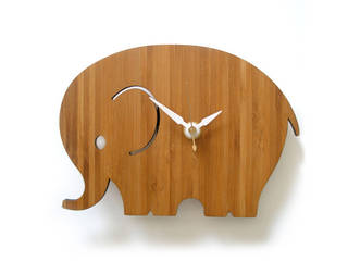 디코이랩 아기코끼리 우드 벽시계(Decoylab Elephant Wall Clock Small), Brillian Co. Brillian Co. Scandinavian style nursery/kids room Bamboo Green