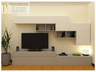 Parete soggiorno dalla progettazione alla realizzazione, Simone Battistotti - SB design Simone Battistotti - SB design ห้องนั่งเล่น