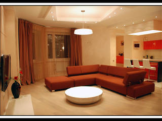 Квартира на Ульянова, Дизайн-студия «ARTof3L» Дизайн-студия «ARTof3L» غرفة المعيشة