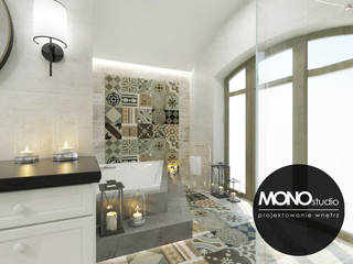 Klasyczna elegancja w stonowanej kolorystyce, MONOstudio MONOstudio ห้องน้ำ ไม้ผสมพลาสติก