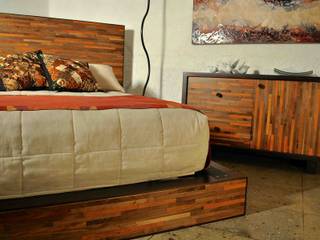 Recamara Reciclato Nogal, Semillero Muebles Semillero Muebles Modern style bedroom Wood Wood effect