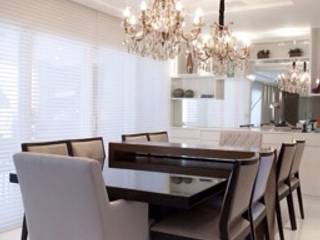 Apartamento MJ, Maluf & Ferraz interiores Maluf & Ferraz interiores Salas de jantar modernas Branco