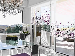 CORTINA ROLLER SUNSCREEN AL 5% CON DISEÑO, Bonita Casa Bonita Casa Phòng khách phong cách tối giản Nhựa tổng hợp Purple/Violet