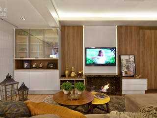 LIVING , LizRibeiro Arquitetura LizRibeiro Arquitetura Rustic style living room Wood Wood effect