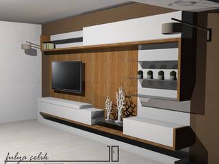 modern tv ünite tasarımı, cyprus interiors cyprus interiors Modern living room Wood Brown