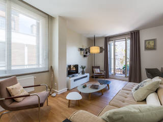 Décoration d'un appartement neuf dans le programme Cheverus à Bordeaux, EXPRESSION ARCHITECTURE INTERIEUR EXPRESSION ARCHITECTURE INTERIEUR Asian style living room