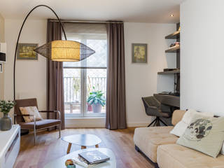 Décoration d'un appartement neuf dans le programme Cheverus à Bordeaux, EXPRESSION ARCHITECTURE INTERIEUR EXPRESSION ARCHITECTURE INTERIEUR Asian style living room