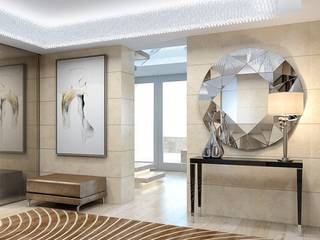 Интерьер двухуровневой квартиры, Швейцария, Локарно, LOFTING LOFTING Eclectic style corridor, hallway & stairs